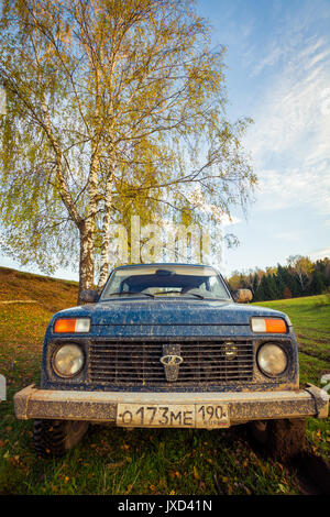 Sowjetische und russische SUV Lada Niva 4 x 4 Stockfoto