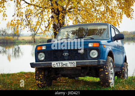 Sowjetische und russische SUV Lada Niva 4 x 4 Stockfoto