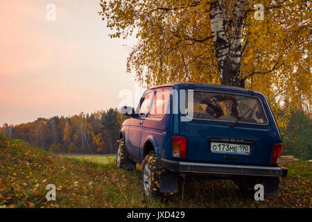 Sowjetische und russische SUV Lada Niva 4 x 4 Stockfoto