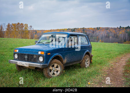 Sowjetische und russische SUV Lada Niva 4 x 4 Stockfoto