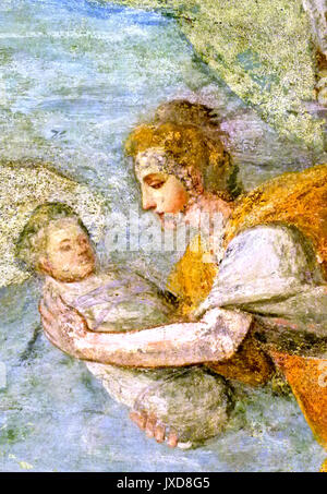 Fresco-Chiostro di Santa Chiara-Napoli Stockfoto