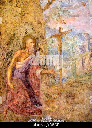 Fresco-Chiostro di Santa Chiara-Napoli Stockfoto