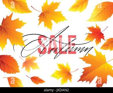 Herbst Sale banner Hintergrund mit Herbstlaub. Vector Illustration Stock Vektor