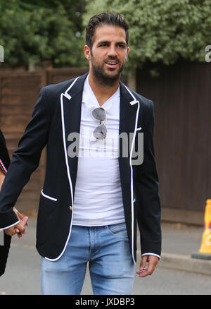 Cesc Fabresgas und Daniella Semaan Ankunft in Wimbledon Mit: Cesc Fabregas, Daniella Semaan Wo: London, Großbritannien Wann: 16 Aug 2017 Quelle: Rocky/WENN.com Stockfoto