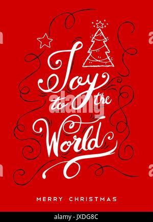 Die Freude in die Welt Weihnachten Kalligraphie Zitat, ornamentale Gestaltung für die Ferienzeit. Kreative vintage Typografie font Illustration. EPS 10 Vektor. Stock Vektor