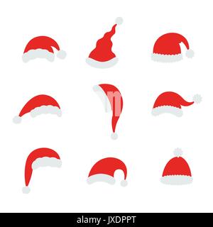 Santa Mütze Vector Illustration. Red santa hut auf weißem Hintergrund Stock Vektor