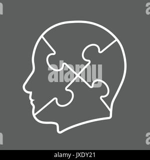 Symbol für einen Kopfschnitt in vier Puzzle Stücke, Teamarbeit, Vektor, Abbildung Stock Vektor