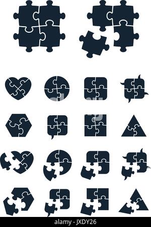 Puzzle icons Collection - Vollständige und unvollständige, Vector Illustration, editierbare für Ihr Design Stock Vektor