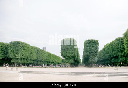 PARIS, Französisch - Juni 07, 2017: die Menschen den Tag in der Luxembourg Garten in Paris. Luxemburg Palace, die offizielle Residenz des Französischen Sena Stockfoto