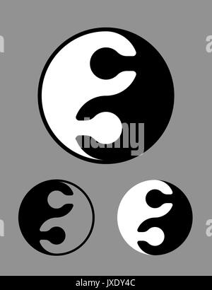 Kreative schwarz und weiß Yin Yang Symbol der verriegelt Puzzle Stücke konzeptionelle von Harmonie, Zen, Meditation, Gegensätze in der chinesischen Philosophie, Stock Vektor