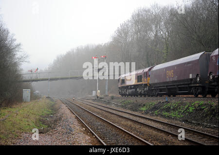 '66014' an ystrad Mynach mit einem Cwmbargoed - Aberthaw Kraftwerk arbeiten. Stockfoto