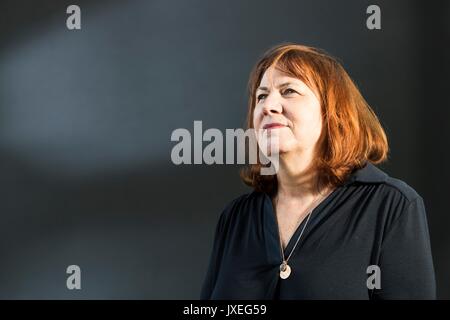 Edinburgh, Großbritannien. 16 Aug, 2017. Linda Grant beim Edinburgh International Book Festival Linda Grant Erscheinen ist ein englischer Schriftsteller und Journalist. Ihre Fiktion lenkt stark von ihren jüdischen Hintergrund, Familiengeschichte und der Geschichte von Liverpool. Credit: Rich Dyson/Alamy leben Nachrichten Stockfoto