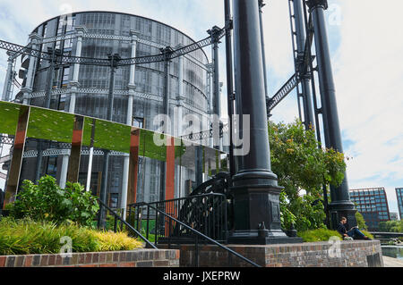 Gasspeicher Park in King's Cross, London UK Stockfoto