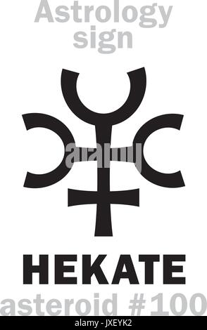 Astrologie Alphabet: HEKATE (Trivia), Asteroid Nr. 100. Hieroglyphen Zeichen Zeichen (Symbol). Stock Vektor