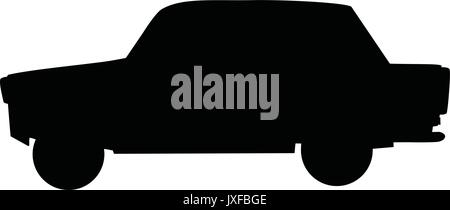 Eine schwarze und weiße Silhouette eines Autos Stock Vektor