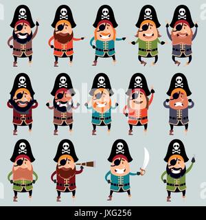 Reihe von flachen Piraten icons Stock Vektor