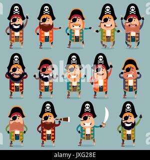 Reihe von flachen Piraten icons Stock Vektor