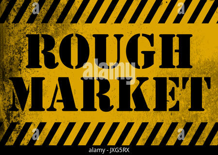 Rauen Markt Zeichen gelb mit Streifen, 3D-Rendering Stockfoto