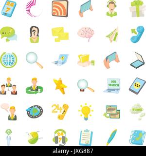 Call Center Icons Set, Cartoon-Stil Stock Vektor
