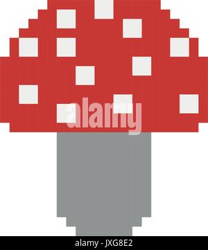 Bunte pixelated Pilz in Rot mit Punkten Stock Vektor