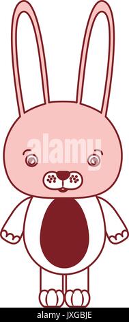 Weißer Hintergrund mit roter Farbe silhouette Abschnitte der Karikatur niedlichen Kaninchen Tier Stock Vektor