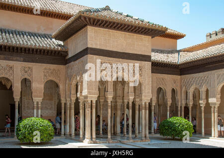 Patio de los Leones, der Palast, Alhambra, Granada, Spanien Stockfoto