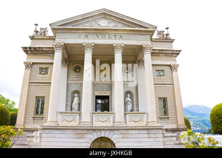 Como, Italien - 03.Mai 2017: Das Museum der Como genannt Volta Tempel und der Wissenschaftler Alessandro Volta, der die elektrische Batterie erfunden gewidmet Stockfoto