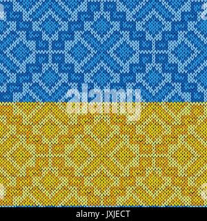 Geometrische nahtlos gestrickte Vector pattern in blauen und gelben Farben als Ukrainische Flagge Stock Vektor