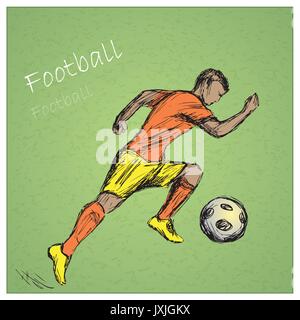 Fußball-Spieler. Vektor hand Zeichnung Stock Vektor