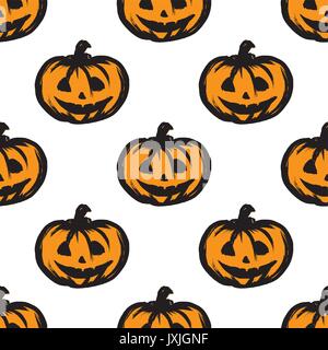 Halloween Kürbisse nahtlose Muster Hintergrund. Vektor Stock Vektor