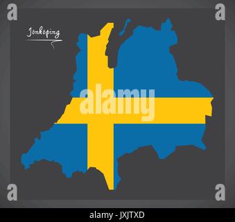 Jonkoping Karte von Schweden mit der schwedischen Flagge Abbildung Stock Vektor