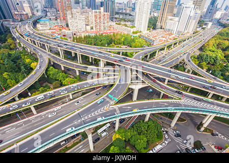 Yanan Straße Überführung, Shanghai Stockfoto