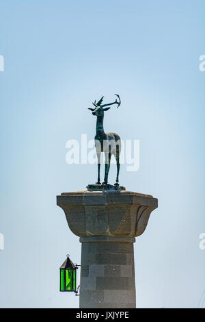 Rotwild (Hirsch) - ein Symbol für die Stadt Rhodos, die Insel Rhodos, Griechenland Stockfoto