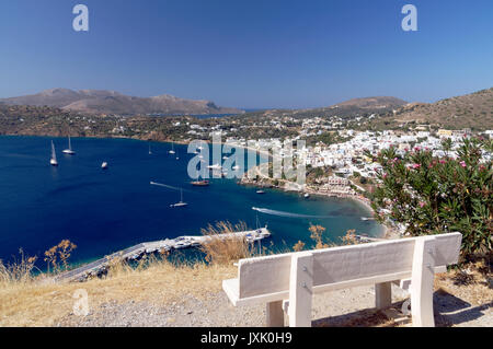 Blick auf Panteli, Leros, Dodekanes, Griechenland. Stockfoto