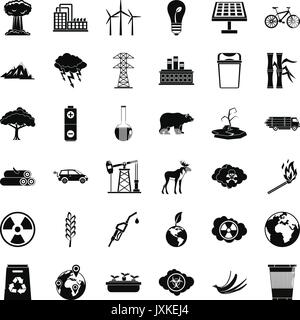 Eco Symbole gesetzt, einfachen Stil Stock Vektor