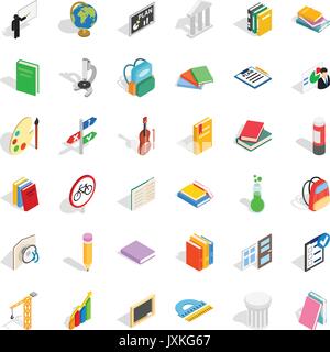 Bildung Icons Set, isometrische Stil Stock Vektor