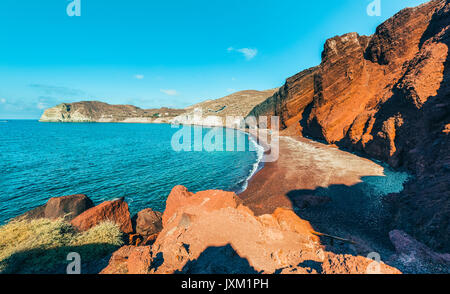 Red Beach auf Santorini Griechenland Stockfoto