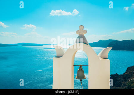 Glockenturm in Santorini Griechenland Stockfoto