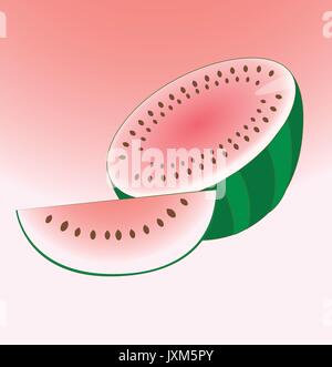 Wassermelone Vektor auf hellen Hintergrund Stock Vektor