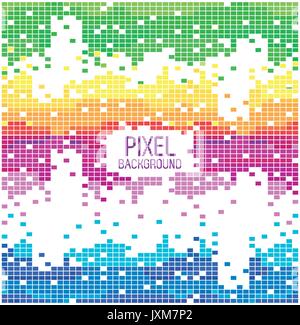 Pixel Hintergrund Text mit Design blau gelb rote und grüne Pixel Hintergrund Stock Vektor