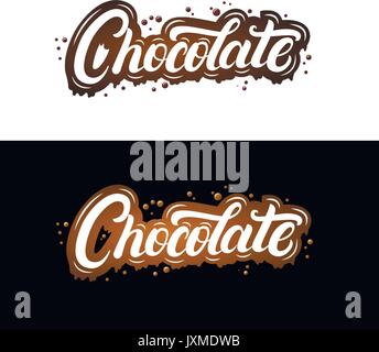 Schokolade handgeschriebene Schrift mit Spritzern und Schlieren. Stock Vektor