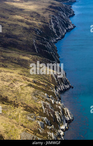 Luftaufnahme von West Falkland Insel, Port Stanley, Falkland Inseln, Südamerika Stockfoto