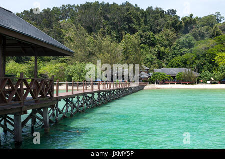 Steg auf Pulau Gaya, Tunku Abdul Rahman Nationalpark, Kota Kinabalu, Sabah, Malaysia Stockfoto