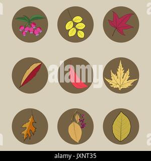 Vector Hintergrund mit Rot, Orange, Braun und Gelb fallende Blätter im Herbst. Stock Vektor