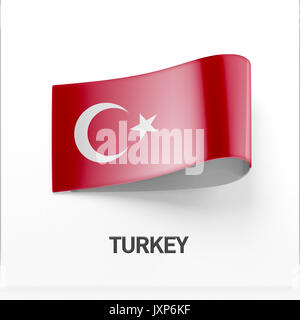 Türkei Flagge isoliert auf weißem Hintergrund Stockfoto