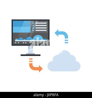 Cloud Datensynchronisierung Icon Computer Verbindung Zugriff auf die Datenbank synchronisieren Technologie Stock Vektor