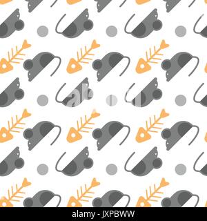 Gräten und Maus nahtlose Muster abstrakte Tier Ornament Stock Vektor