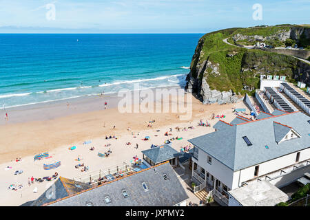 Sommer am Tolcarne Beach in Newquay, Cornwall, England, Großbritannien, Stockfoto