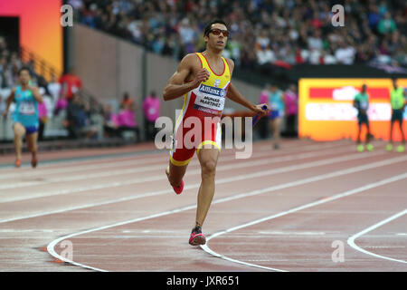 Joan MUNAR MARTINEZ von Spanien in der Männer 4 x 100 m Staffel T 11-13 Finale auf der Welt Para Meisterschaften in London 2017 Stockfoto