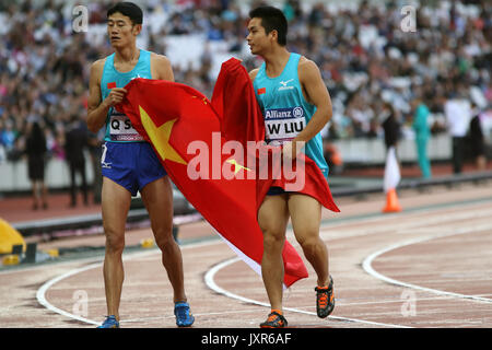 SUN & Wei LIU Qichao, in der Männer 4 x 100 m Staffel T 11-13 Finale auf der Welt Para Meisterschaften in London 2017 Stockfoto